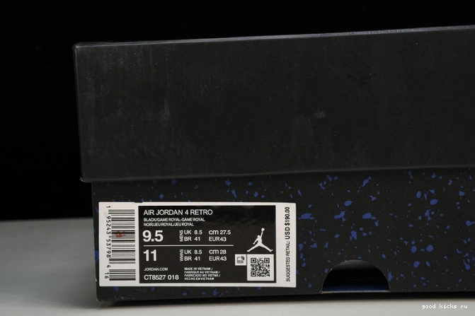 CT8527-018 Royal Jordan 4 Black Retro Game 0817
